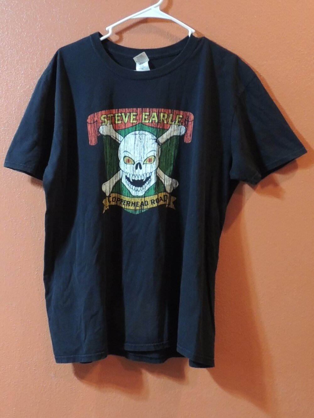Steve Earle Copperhead Road Shirt Woman X Large Black Red Yellow Skull Shirt